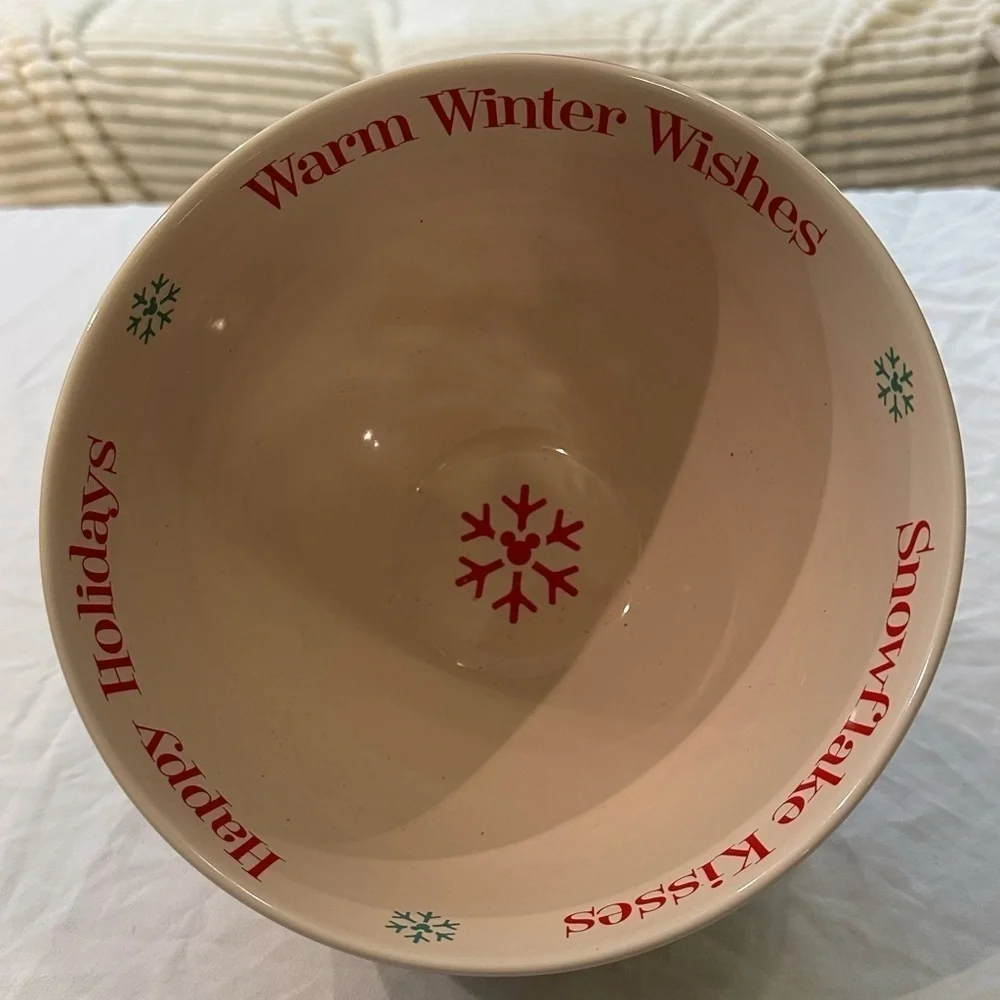 Disney Parks Holiday Storybook Mickey & Friends Serving Bowl Ceramic EUC